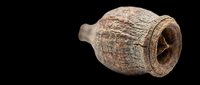 Rustic terracotta clay pot with weathered texture and worn patina, isolated on transparent background. Ready for design use on t-shirts, clipart, stickers, and print-on-demand products.