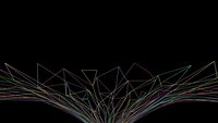 Abstract geometric network with colorful lines and triangular shapes on black background for modern digital design projects.