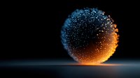 Abstract glowing sphere with particle effects on dark background for digital art, technology concepts, and futuristic designs.
