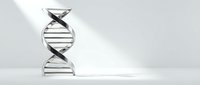 Metallic DNA double helix structure isolated on white background, suitable for science, genetics, biotechnology, medical research, and educational materials.