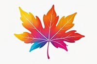 Vibrant rainbow gradient maple leaf with detailed veining on white background, isolated design element for autumn seasonal graphics and creative projects.