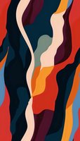 Abstract wavy pattern with organic flowing shapes in deep navy, burgundy, orange, and cream colors creating dynamic movement and contrast for modern design projects.