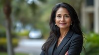Confident Asian businesswoman in black blazer with arms crossed, smiling outdoors against blurred green background. Professional portrait for corporate websites.