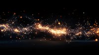 Glowing magical sparkle trail with light particles and bokeh effects against dark background, creating mystical energy flow effect for fantasy designs.