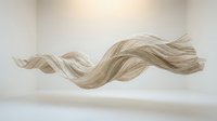 Flowing blonde hair strand with natural movement and texture isolated on white background for beauty and haircare design concepts.