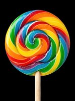 Colorful rainbow swirl lollipop on a stick, isolated on transparent background, ready for stickers, T-shirt design, clipart, print on demand, and sublimation projects.