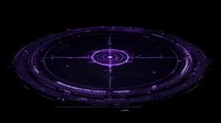 Futuristic purple circular interface with glowing concentric rings and geometric patterns on black background, creating sci-fi technology visualization effect.