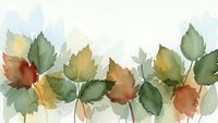 Watercolor autumn leaves border with green and orange foliage on white background for seasonal designs and nature projects.