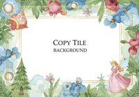 Watercolor floral frame with fairy tale elements including princess, flowers, leaves and magical creatures on white background for invitations and cards.