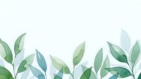 Watercolor botanical leaves border with green and blue foliage on white background for natural design projects and organic branding materials.