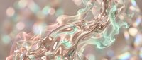 Abstract liquid metal waves with iridescent rainbow reflections and soft bokeh lights creating flowing dynamic motion for modern digital art backgrounds.