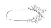 Elegant oval frame with delicate botanical leaves border on white background. Minimalist line art design for wedding invitations, greeting cards, logos.