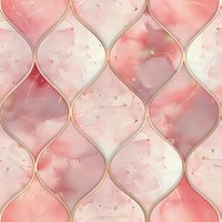 Luxurious rose gold geometric pattern with marble texture and golden lines creates seamless tiling background for elegant interior design and packaging projects.