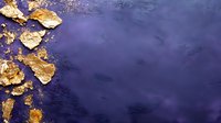 Luxurious dark purple textured background with scattered gold leaf flakes creating elegant border composition. Abstract luxury design backdrop for high-end branding.