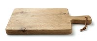Wooden cutting board with handle isolated on white background, ready for kitchen design, cooking blogs, and culinary product mockups.