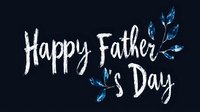 Happy Father's Day greeting card with elegant blue floral elements on dark background for celebration design.