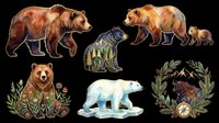 Grizzly bear, brown bear, and polar bear family illustrations isolated on transparent background, ready for clipart, t-shirt design, stickers, print-on-demand products, and sublimation projects.