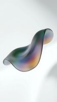 Abstract holographic fluid shape with rainbow gradient colors floating on white background for modern digital art and creative design projects.