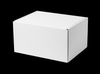 Blank white cardboard box isolated on transparent background, ready for packaging design, branding mockups, product presentations, print-on-demand, and commercial use.