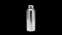 Stainless steel water bottle with metallic finish, isolated on transparent background, ready for t-shirt designs, clipart, stickers, and print-on-demand products.