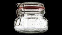 Vintage glass storage jar with hinged wire bail closure and red rubber gasket seal, isolated on transparent background. Perfect for kitchen organization, pantry storage, food preservation, clipart, print-on-demand designs, sublimation projects, and home decor graphics.