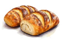 Fresh baked bread rolls with golden brown crust, topped with poppy seeds and sesame. Soft white interior visible through sliced surface. Artisanal bakery product.