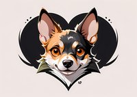 Adorable chihuahua dog portrait in heart shape frame, perfect for pet lovers merchandise, greeting cards and valentine designs. Digital art illustration on light background.