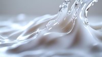 Flowing liquid milk or cream splash creating dynamic waves and ripples on light background, abstract white fluid motion photography for dairy products.