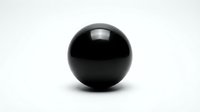 Glossy black sphere with smooth reflective surface isolated on white background, suitable for design projects, web graphics, and digital compositions.