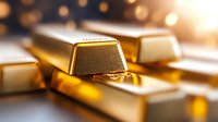 Gold bars arranged in rows with warm lighting and shallow depth of field creating luxurious atmosphere for financial and investment concepts.