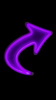 Neon purple curved arrow pointing upper right, isolated on transparent background. Ready for t-shirt designs, stickers, clipart, sublimation, and print-on-demand products.