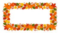 Autumn harvest frame with pumpkins, fall leaves, and berries on white background, isolated design element for seasonal greeting cards, invitations, and promotional materials.