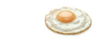 Fried egg with golden yolk isolated on white background for breakfast menu design and culinary projects.