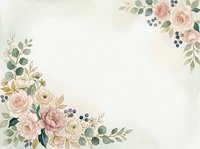 Soft floral corner arrangements with roses, berries and foliage on cream background. Suitable for wedding invitations, greeting cards and stationery design.