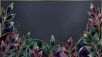 Elegant botanical border with gold-outlined leaves and flowers in jewel tones on dark background, suitable for luxury design, invitations, and decorative projects.