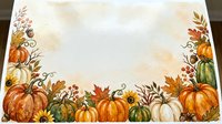 Autumn harvest frame with watercolor pumpkins, gourds and fall foliage on textured paper background for seasonal greeting cards and thanksgiving designs.