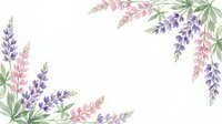 Watercolor lavender and wildflower border frame with purple pink blooms and green leaves on white background for wedding invitations and botanical designs.