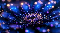 Abstract cosmic spiral pattern with glowing blue and gold light particles creating magical ethereal atmosphere against dark background. Suitable for mystical designs.