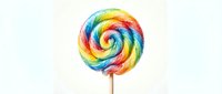 Colorful rainbow swirl lollipop candy isolated on white background, perfect for confectionery, dessert, and sweet treat designs for packaging and marketing materials.