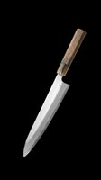 Chef's knife with wooden handle isolated on transparent background, ready for kitchen design, cooking clipart, culinary graphics, t-shirt designs, print-on-demand products, and sublimation projects.