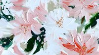 Soft pink and white floral art with delicate brushstrokes creating an elegant botanical pattern. Deep green leaves add natural contrast to romantic blooms. Seamless repeat design.