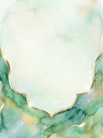 Watercolor frame with soft green and gold accents, featuring isolated white space for text overlay. Suitable for invitations, greeting cards, social media graphics, and design templates.