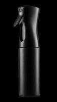 Black continuous spray bottle with trigger pump isolated on transparent background, ready for design use on t-shirts, clipart, stickers, and print-on-demand products.