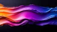 Abstract flowing waves in vibrant orange, pink, purple and blue colors on black background create dynamic motion effect for modern graphic design and creative projects.