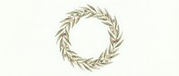 Elegant olive branch wreath in muted green tones on cream background, isolated design element for wedding invitations, logos and botanical decorations.