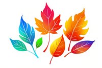 Vibrant gradient colored autumn leaves arranged in decorative composition on white background, isolated design element for seasonal projects and fall themes.