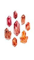 Watercolor gemstones and crystals in red and orange tones isolated on white background, suitable for design, clipart, and decorative projects.