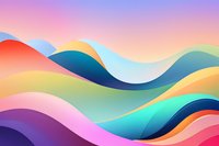 Abstract wavy landscape with vibrant gradient colors flowing in smooth curves, creating a serene and modern minimalist composition suitable for contemporary design projects.