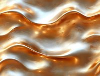 Luxurious metallic copper and silver waves create dynamic flowing pattern with glossy reflective surface. Abstract background design for modern luxury branding and packaging.