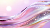 Flowing liquid waves with glitter and sparkles on soft pink and purple gradient background, suitable for cosmetics, beauty, wellness, and luxury product marketing.